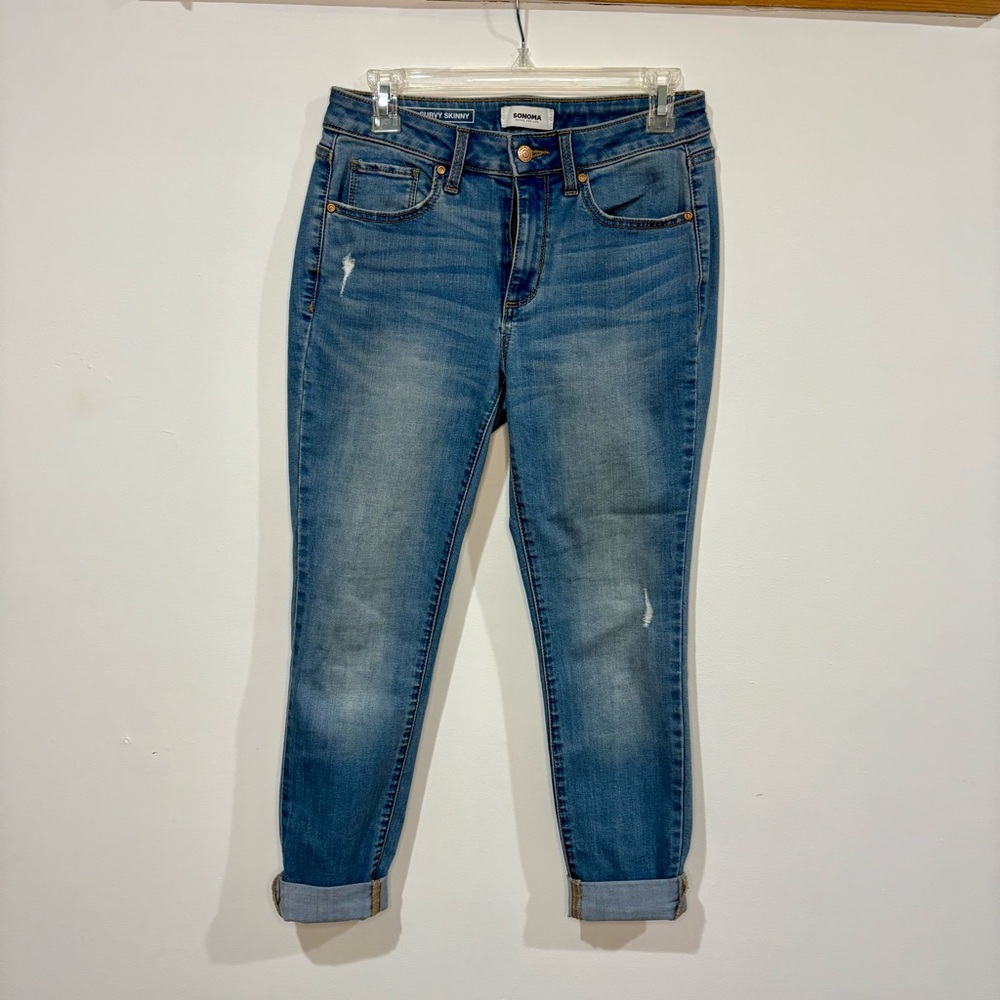 Sonoma Blue Ankle Cropped Jeans with Relaxed Fit